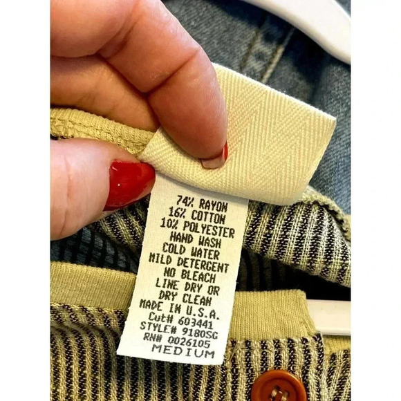 Vintage PEAR Brand Women's Maxi Cotton Dress Size M Striped buttons applique USA - Picture 3 of 7